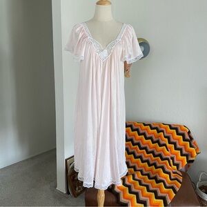 Vintage 1980s Deadstock Val Mode Glam Romantic Satin Lace Night Gown